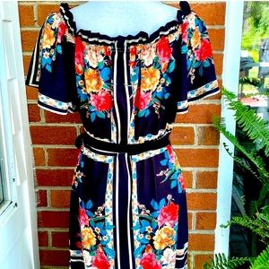 Lulus Black Floral Maxi Dress Sz L